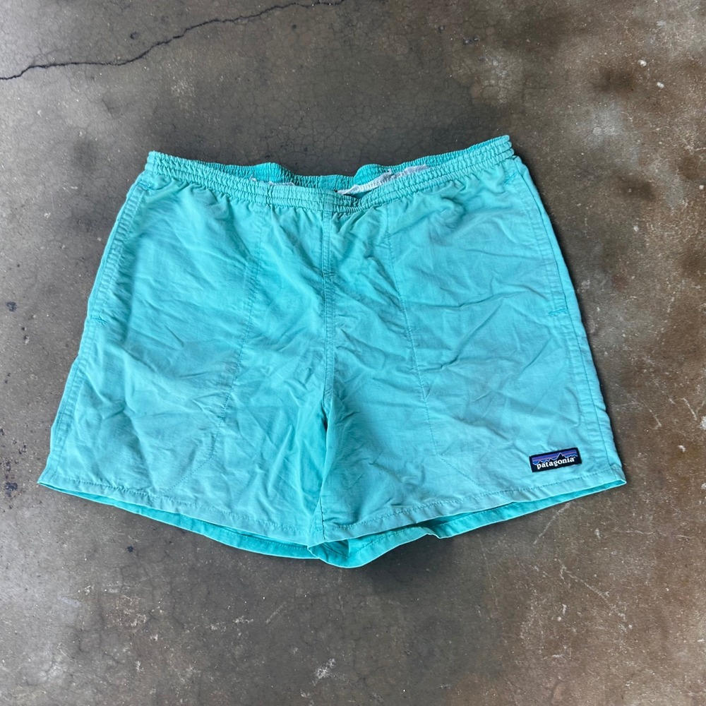 Patagonia Baggies Shorts Mens Small Teal Excellent 5" Inseam Nylon Swim Trunks